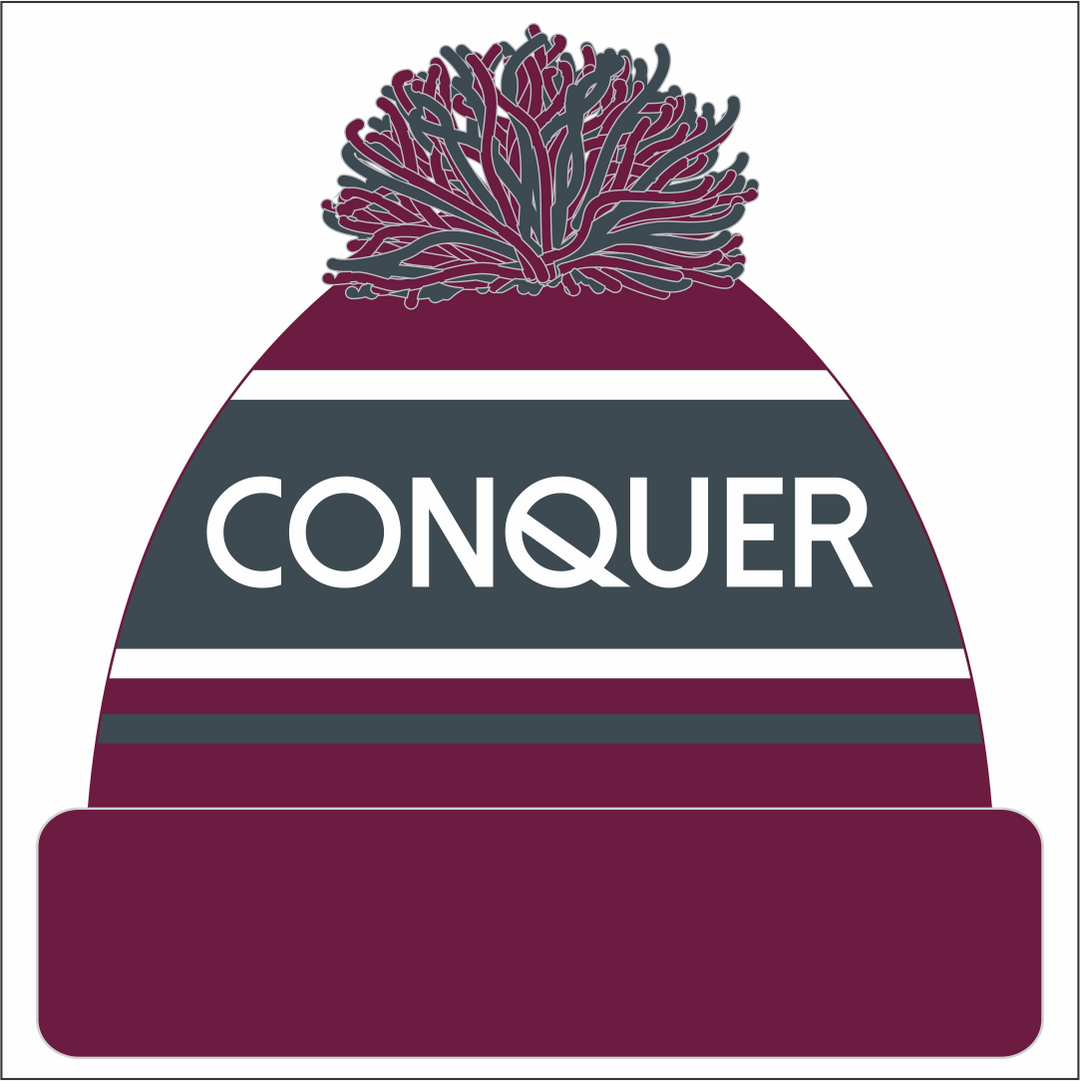 Pontardawe OLD BOYS Bobble Hat ADULT - Maroon & Grey