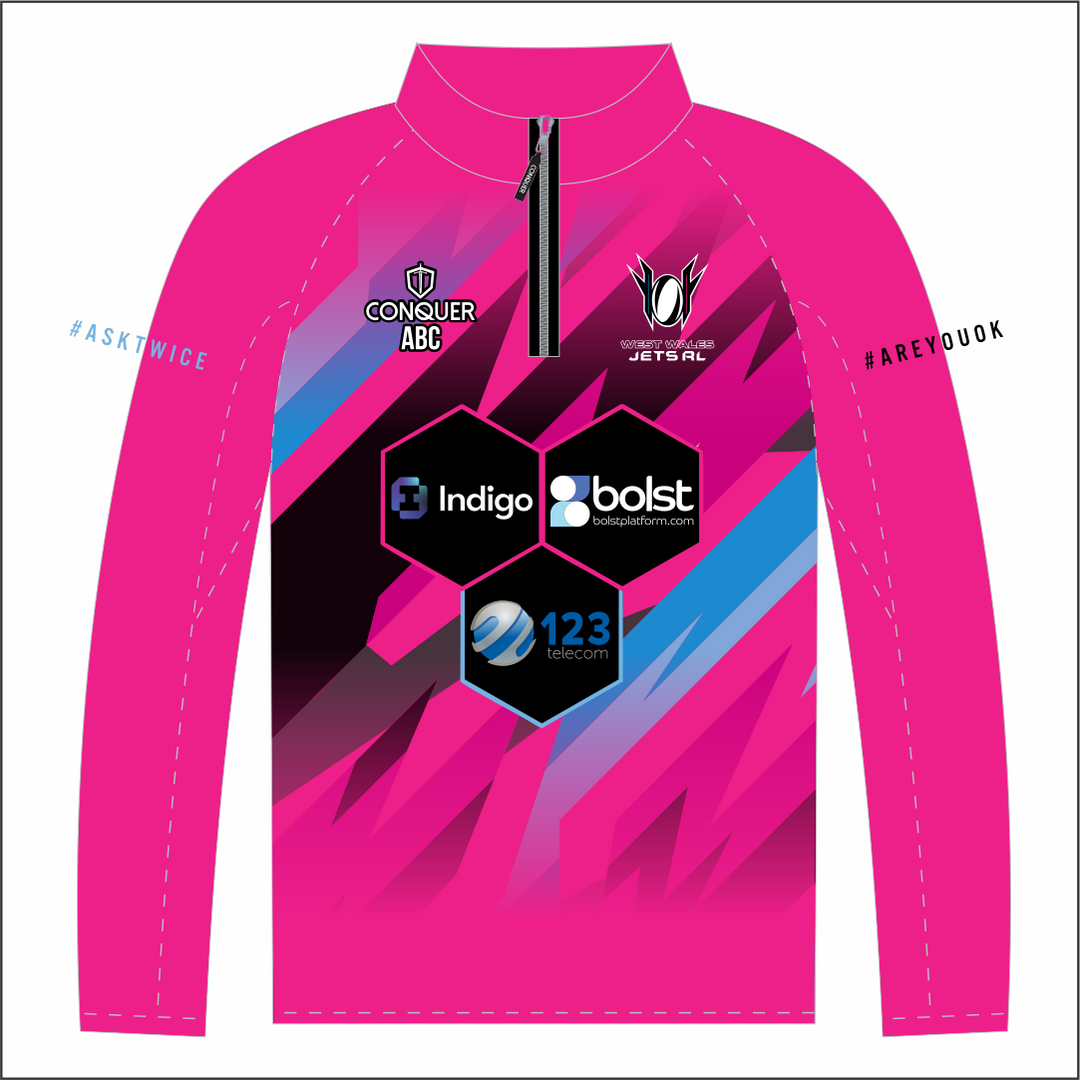 West Wales Jets Pink PRO 1/4 Zip Midlayer (Kids)