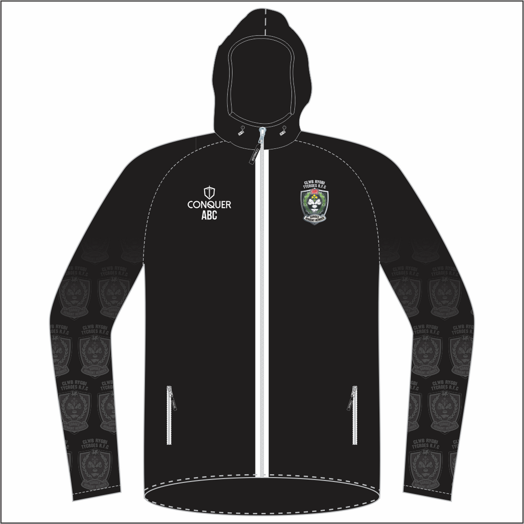 Tycroes RFC Full Zip Light Running Jacket KIDS - Patterned Sleeves