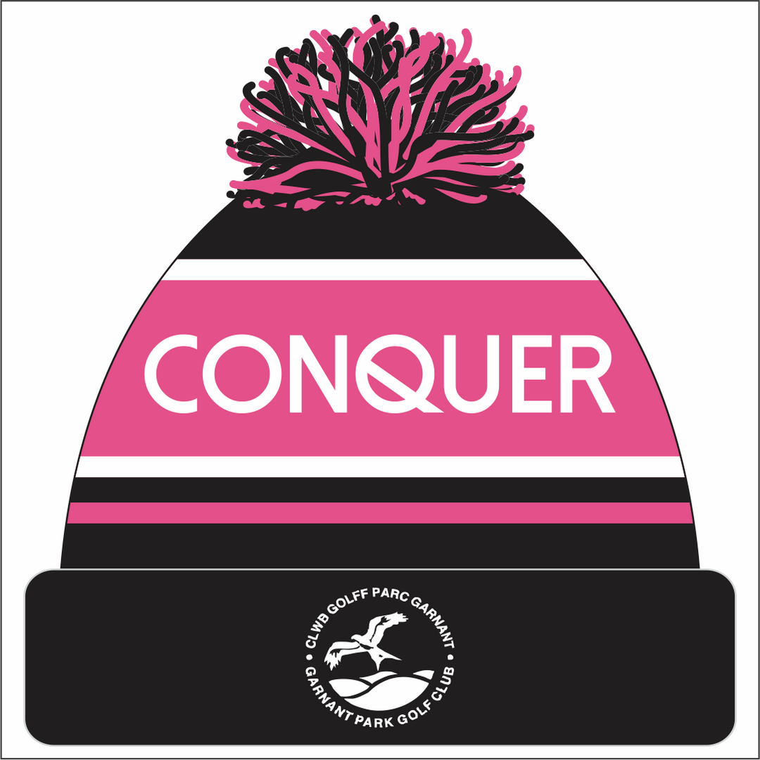 Garnant Golf Bobble Hat KIDS - Black & Pink