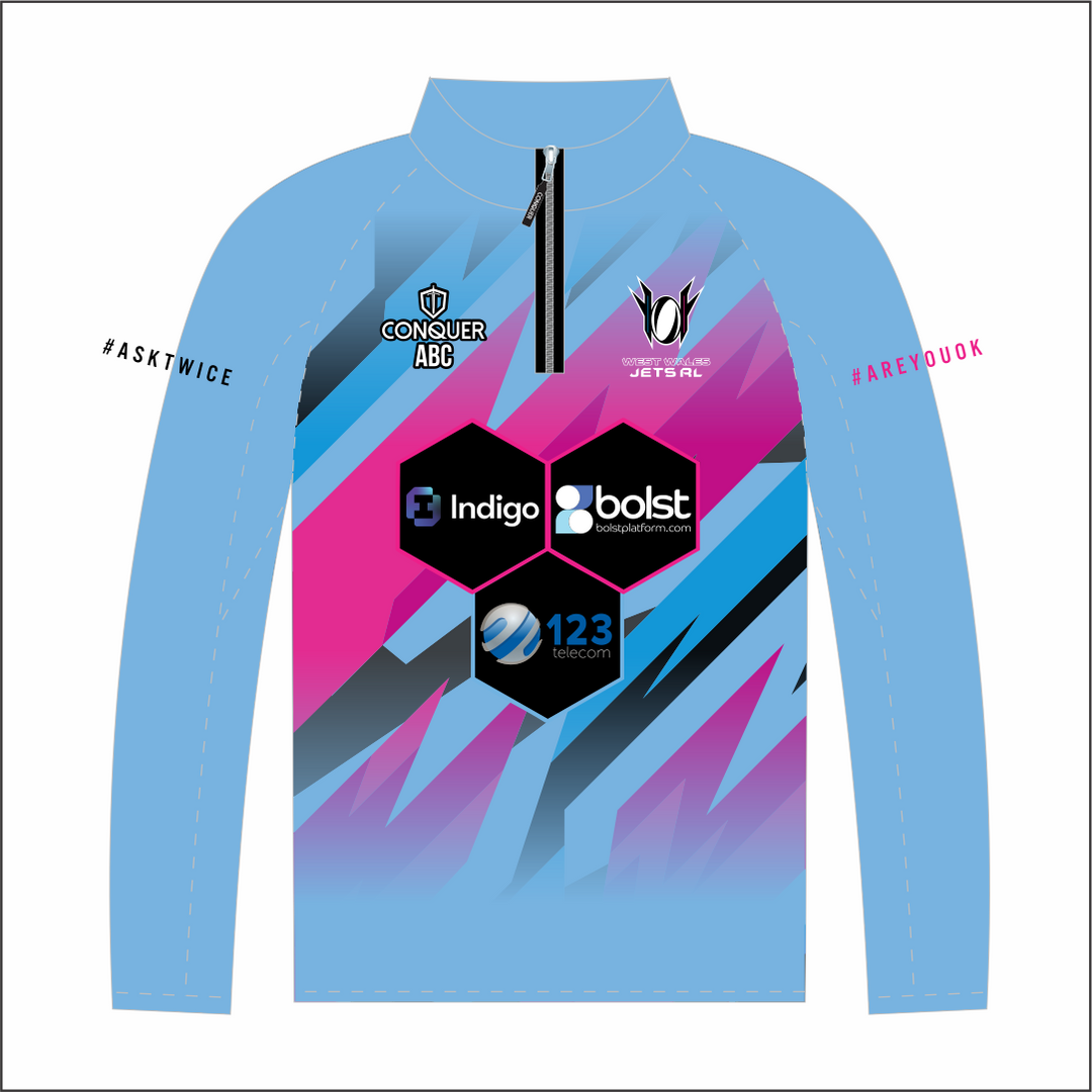 West Wales Jets Blue PRO 1/4 Zip Midlayer