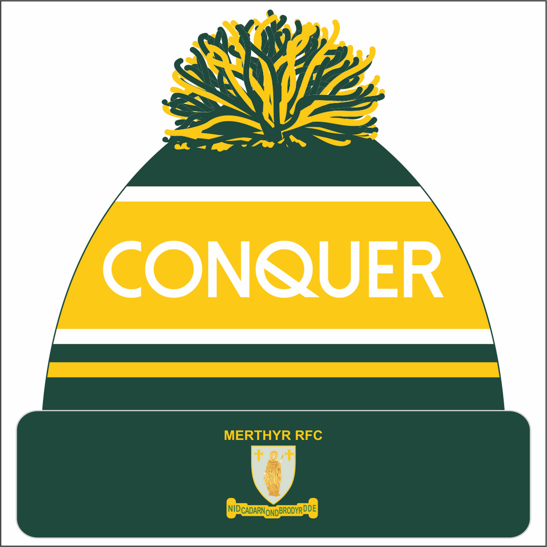 Merthyr RFC Bobble Hat KIDS - Green & Yellow