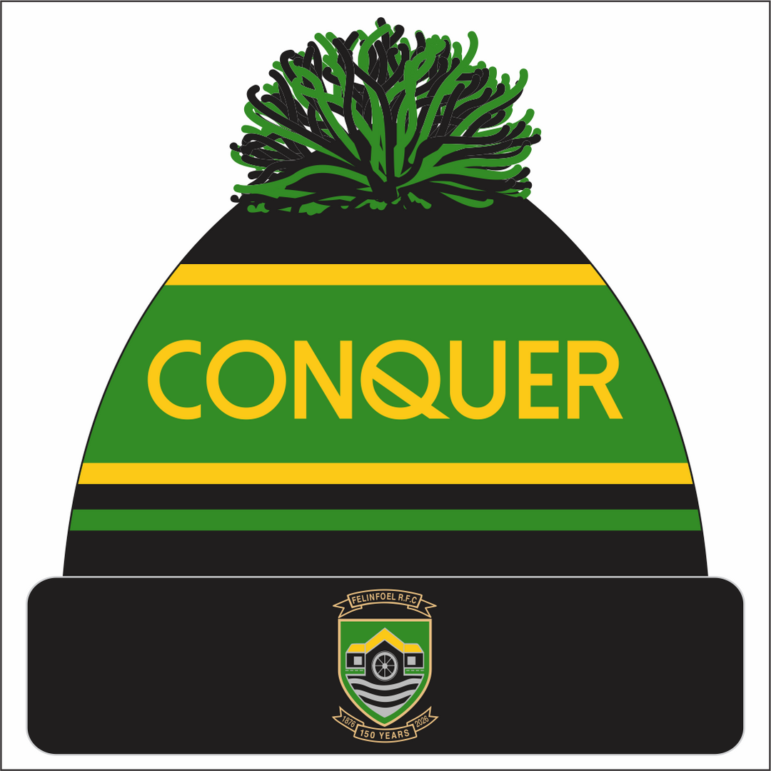 Felinfoel RFC Bobble Hat KIDS - Black & Green