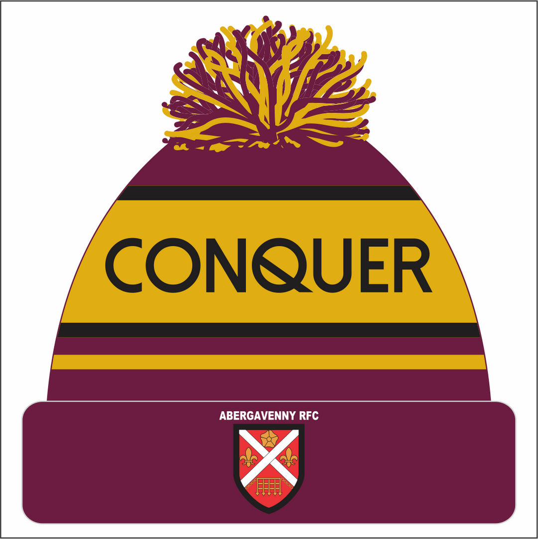 Abergavenny RFC Bobble Hat ADULT - Maroon & Yellow