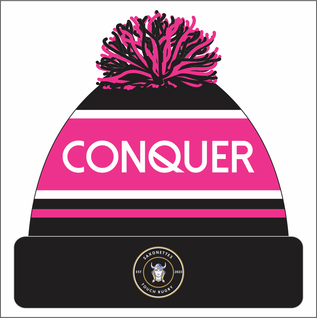 Saxonettes Bobble Hat KIDS - Black & Pink