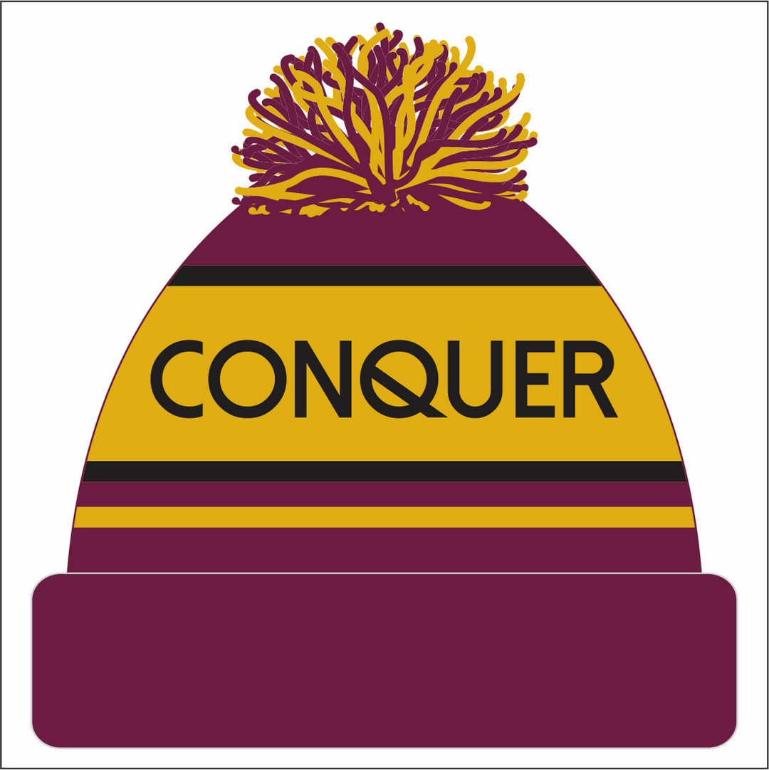 Abergavenny RFC Bobble Hat ADULT - Maroon & Yellow
