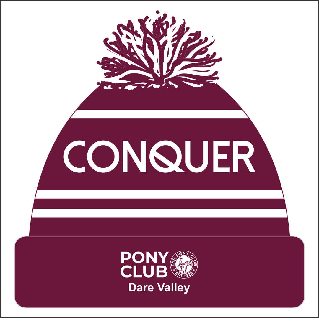 Dare Valley Pony Club Bobble Hat ADULT - Maroon & White