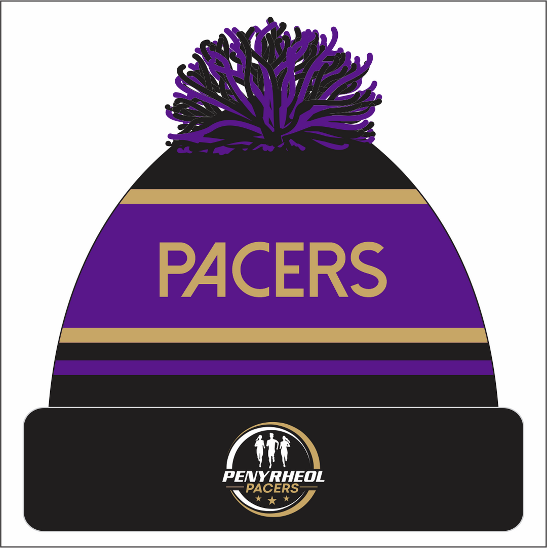 Penyrheol Pacers Bobble Hat KIDS - Black & Purple