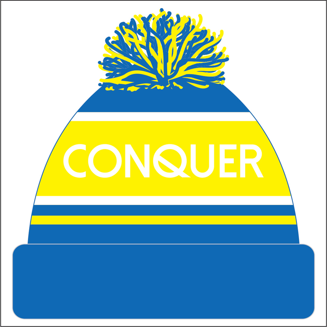 Mid Glam MGA Bobble Hat ADULT - Blue & Yellow