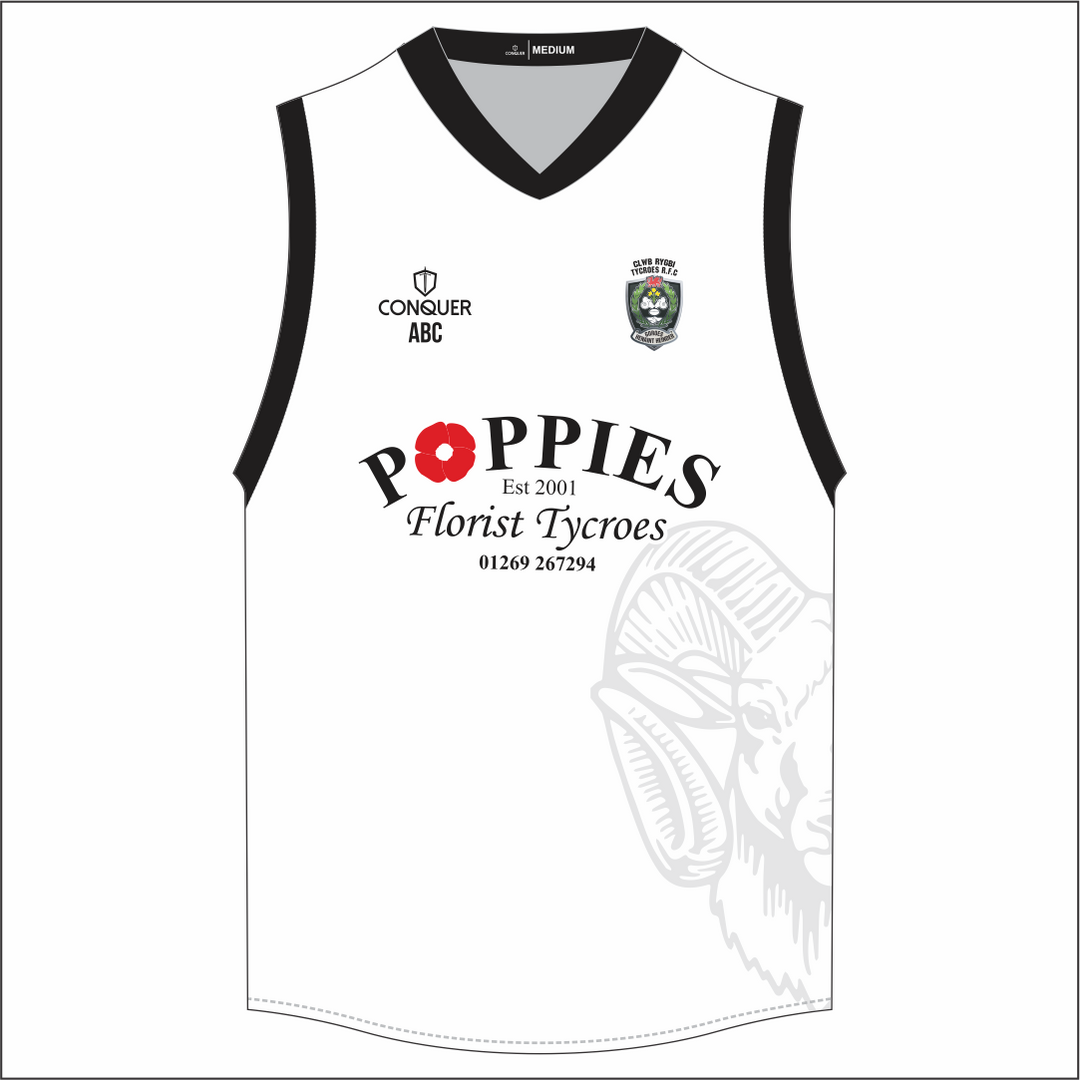 Tycroes RFC White Aussie Vest