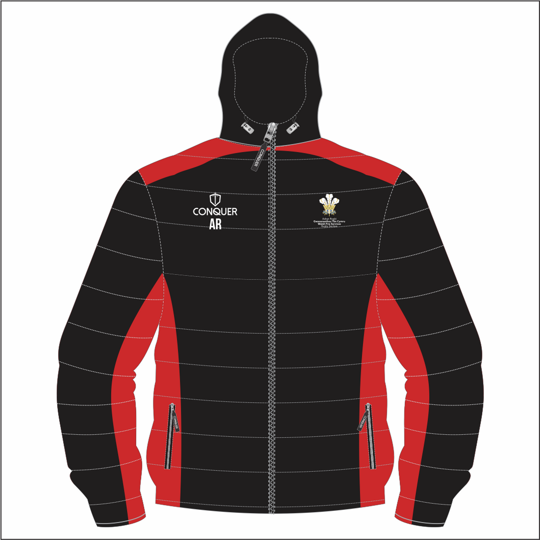 Welsh Fire Service Rugby Black/Red Puffy Jacket