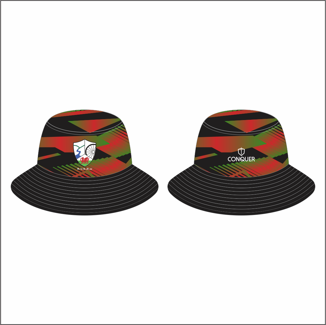 Rhymney Valley SCHOOLS Reversible Bucket Hat KIDS - Black & Red