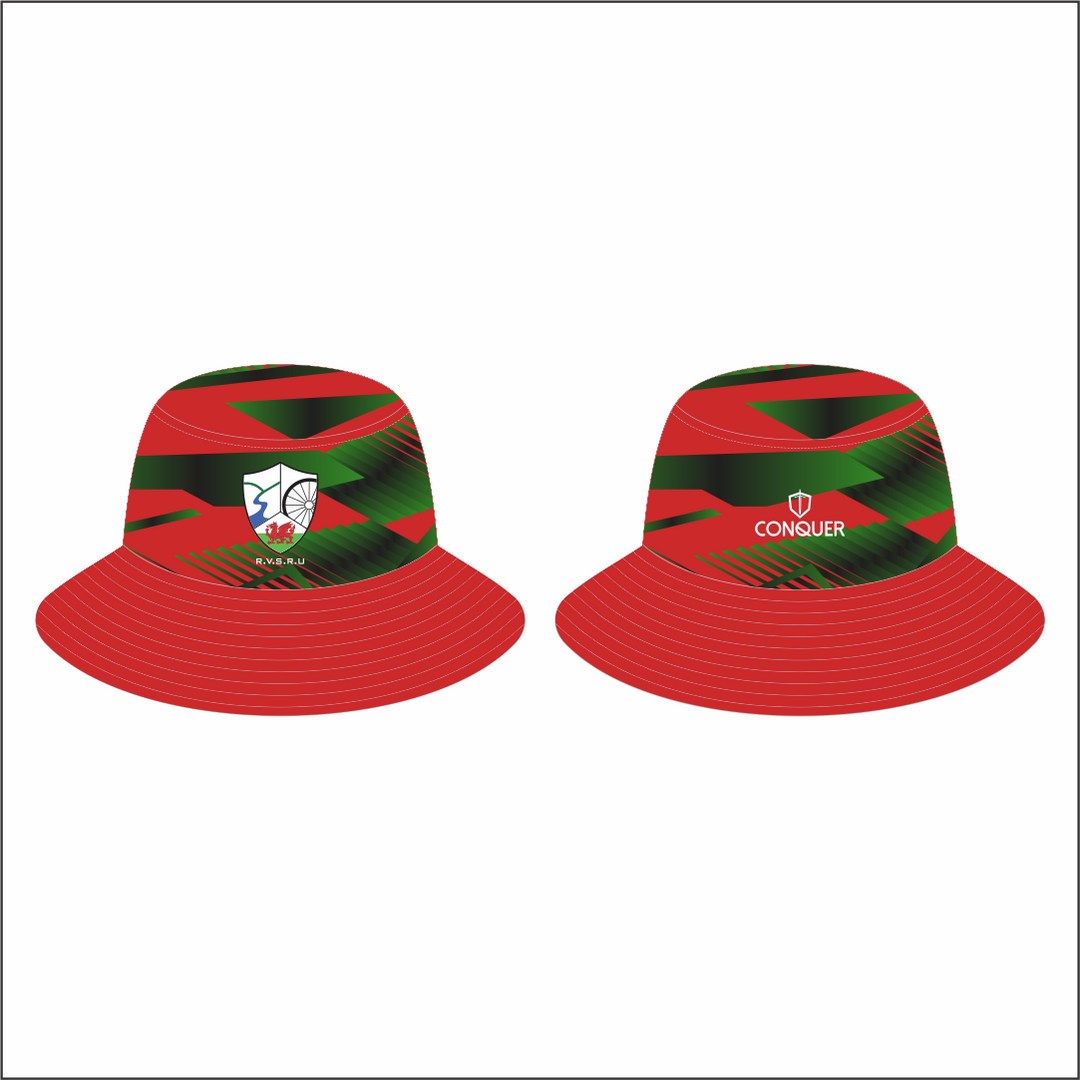 Rhymney Valley SCHOOLS Reversible Bucket Hat KIDS - Black & Red