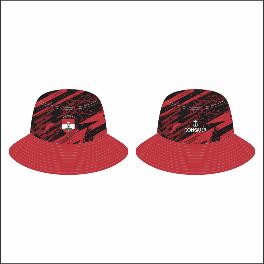 Griffithstown FC Reversible Bucket Hat KIDS - Black & Red