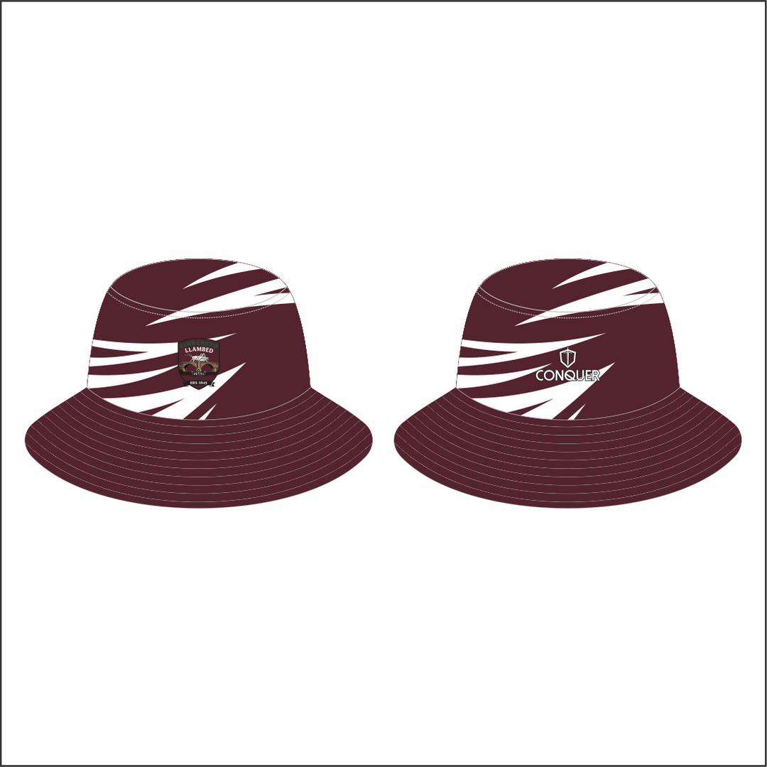 Clwb Criced Llambed Reversible Bucket Hat ADULT - Maroon & White