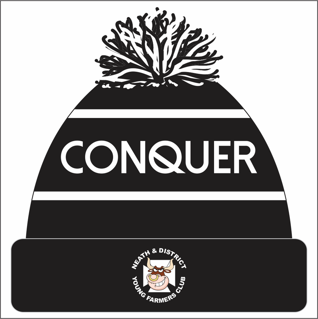 Neath & District YFC Bobble Hat KIDS - Black & White