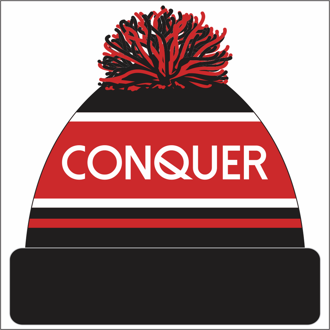 Ynysddu RFC Bobble Hat KIDS - Black & Red