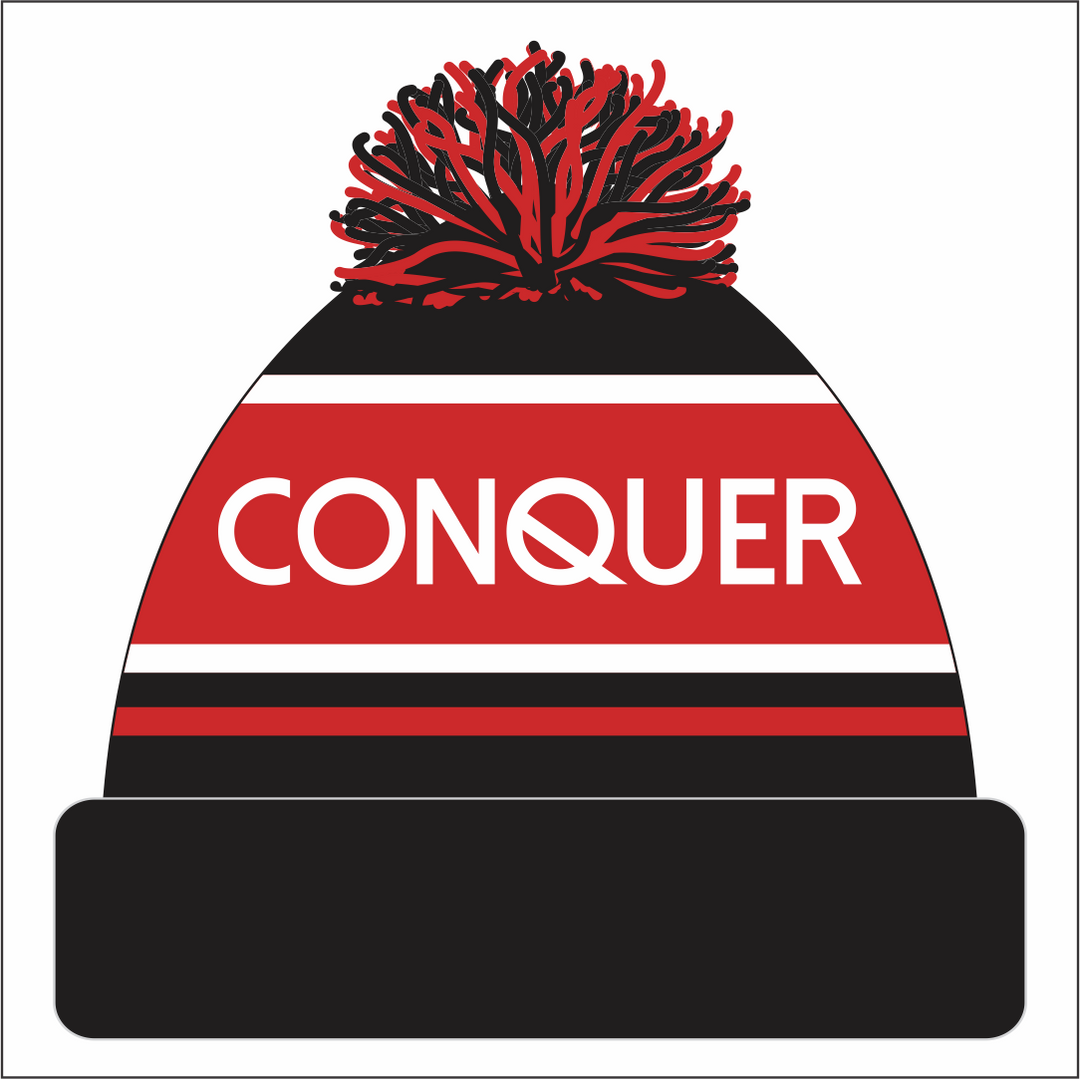 Griffithstown FC Bobble Hat KIDS - Black & Red