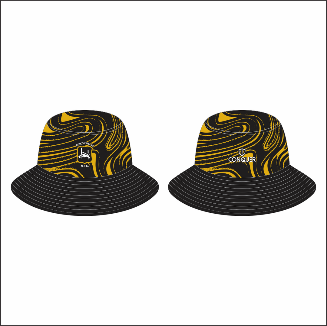 Builth Wells RFC Reversible Bucket Hat KIDS - Black & Yellow, 26/27