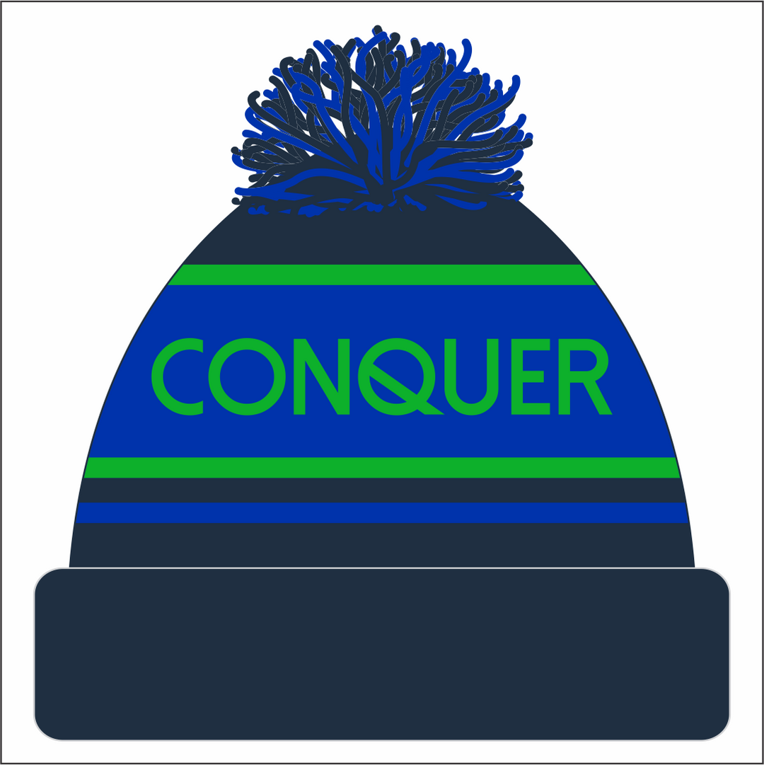 Ysgol Bro Dur Bobble Hat ADULT - Black & Blue