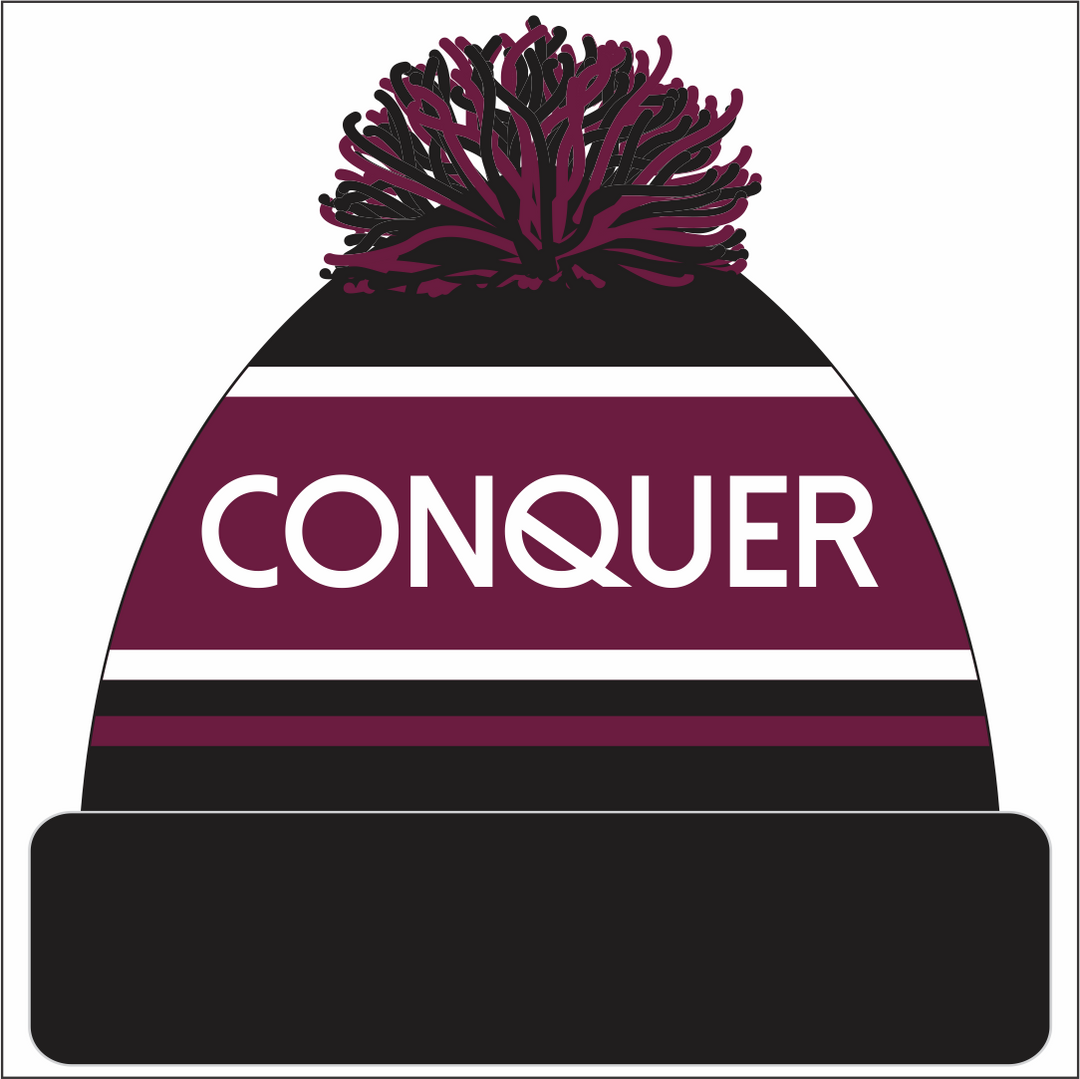 Lampeter Spartans Bobble Hat ADULT - Black & Maroon