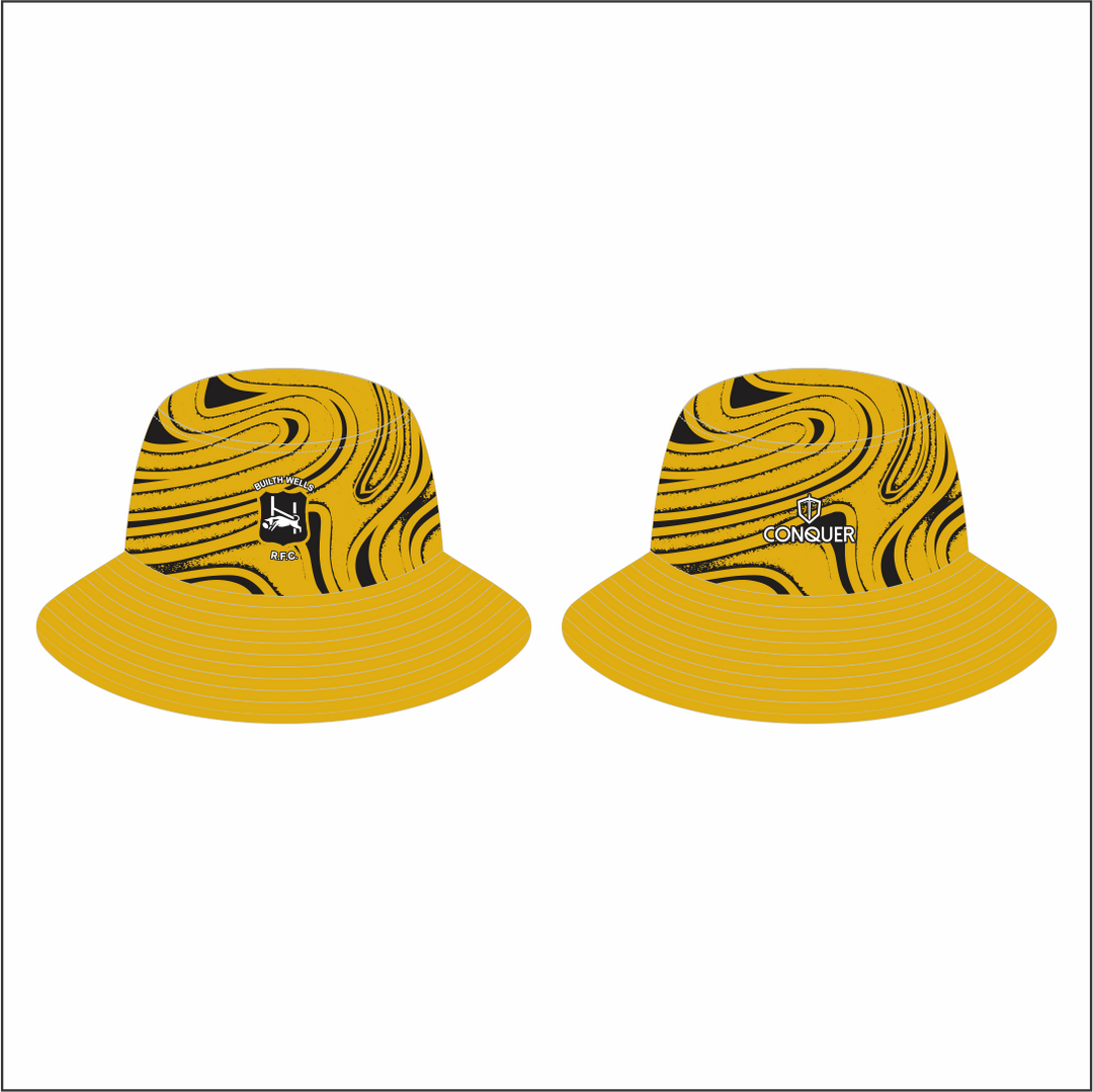 Builth Wells RFC Reversible Bucket Hat KIDS - Black & Yellow, 26/27