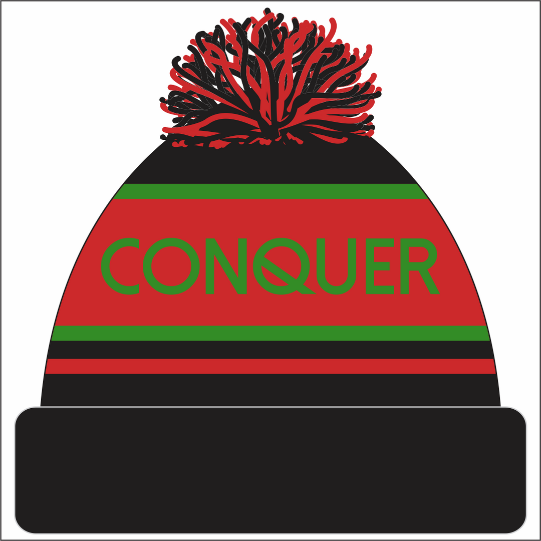 Llandybie Bobble Hat ADULT - Black & Red