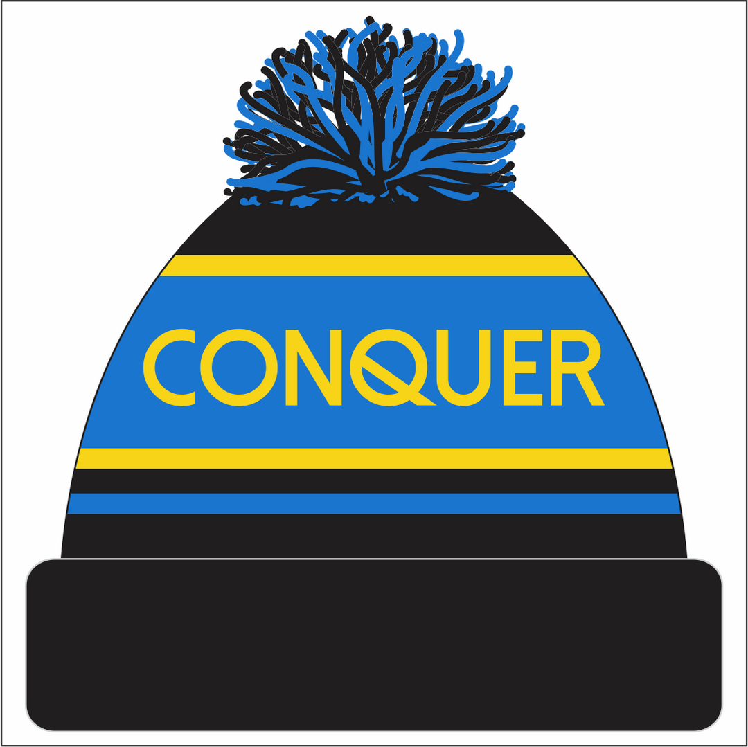 LE9 Rugby Bobble Hat ADULT - Black & Blue