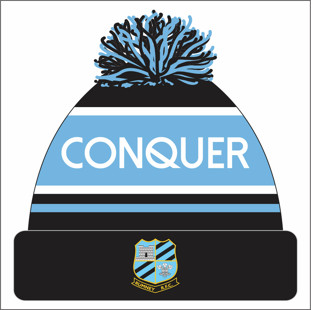 Rumney RFC Bobble Hat ADULT - Black & Blue