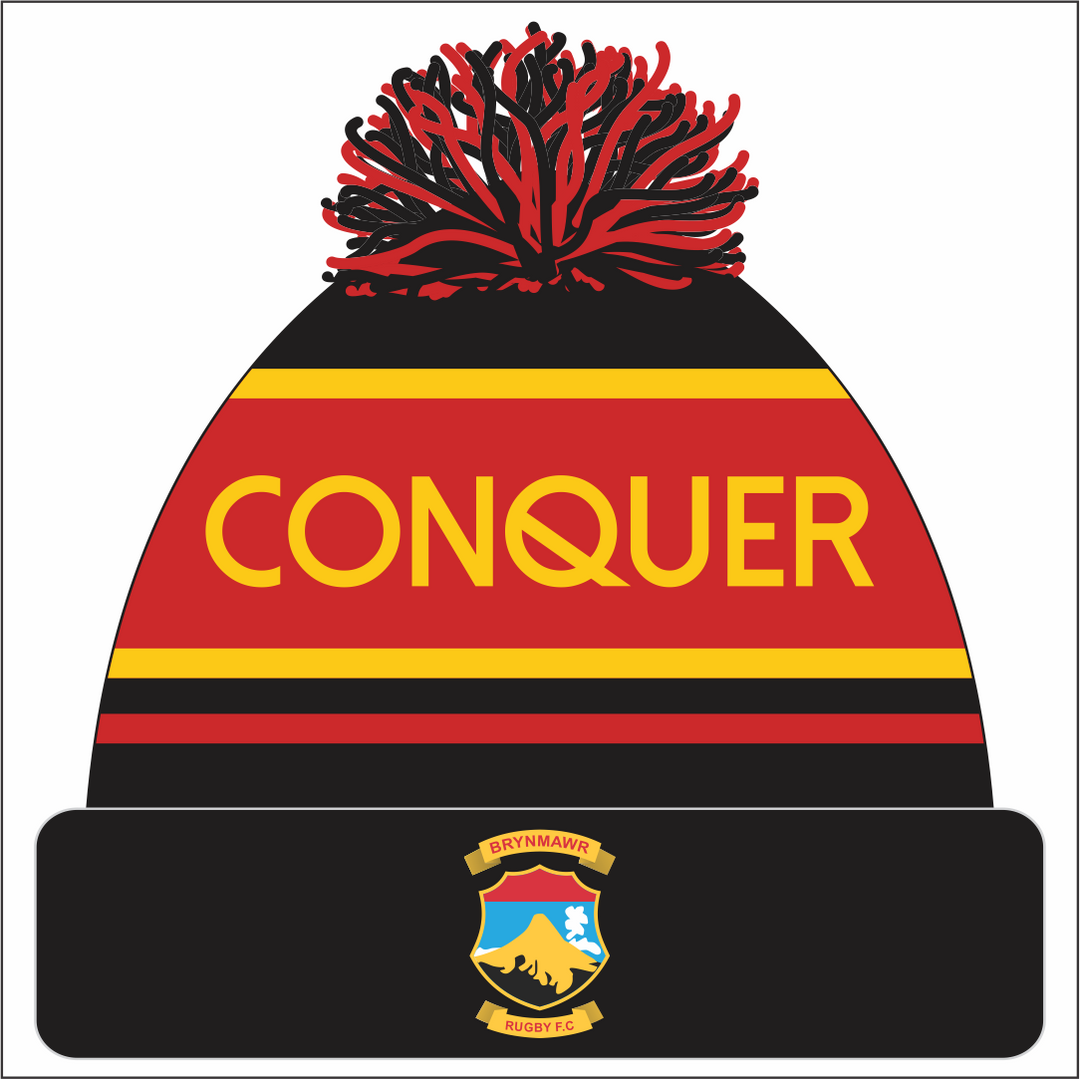 Brynmawr RFC Bobble Hat KIDS - Black & Red