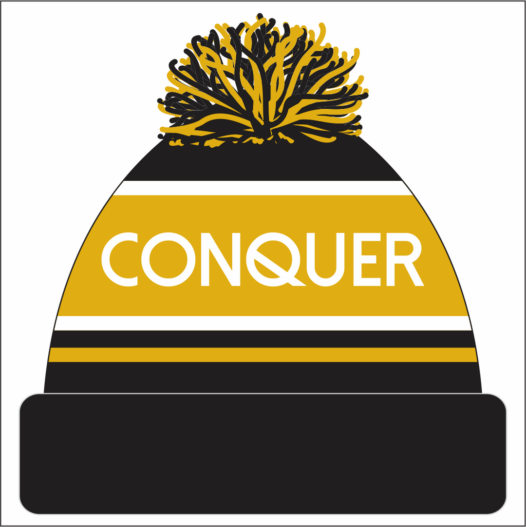 Talywain RFC Bobble Hat ADULT - Black & Yellow