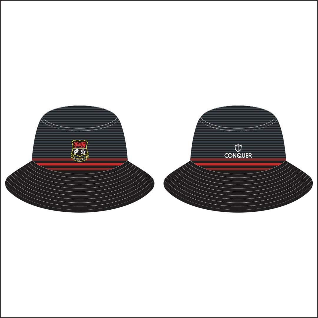 Rhymney RFC Reversible Bucket Hat KIDS - Black & Red, 26/27