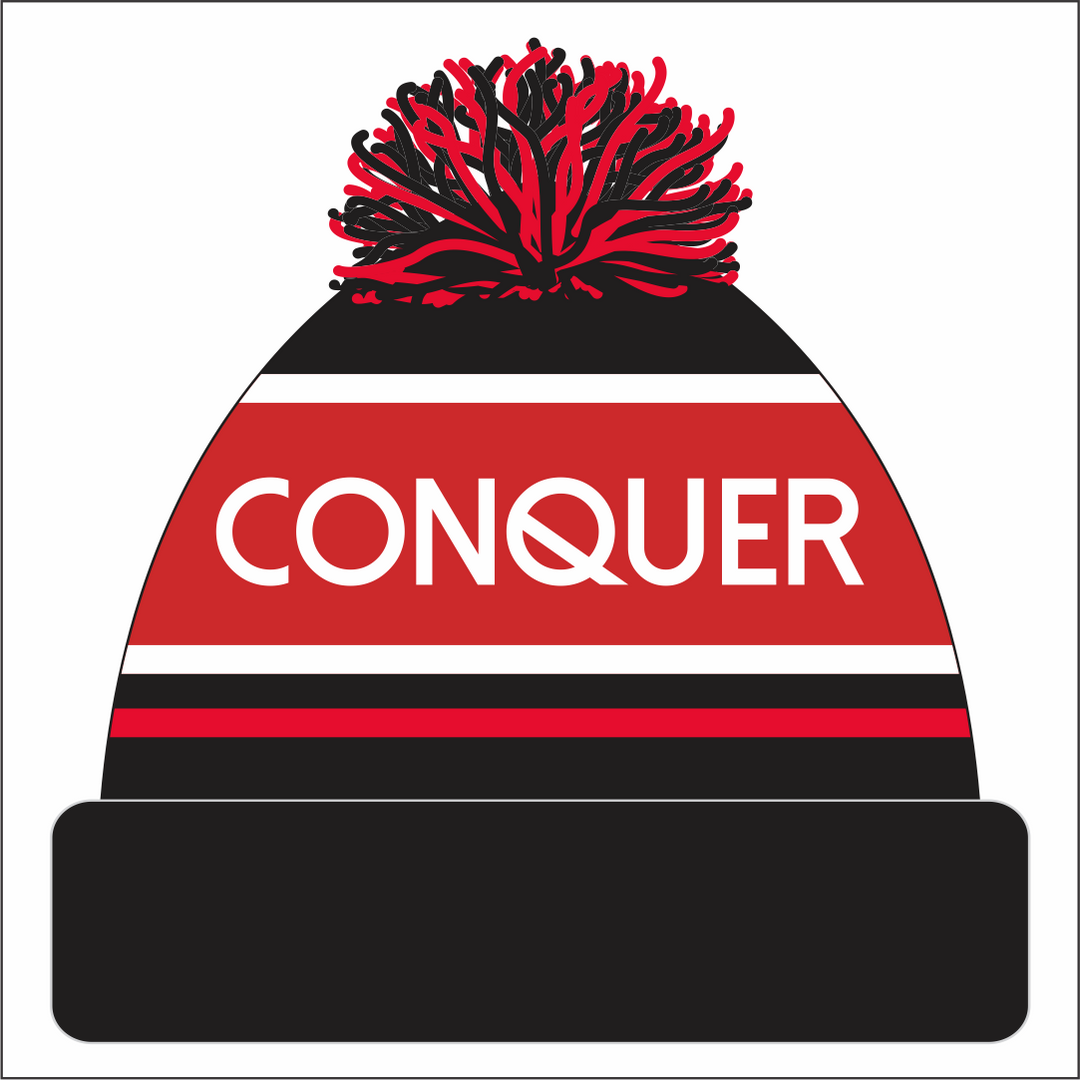 Penybanc RFC Bobble Hat ADULT - Black & Red