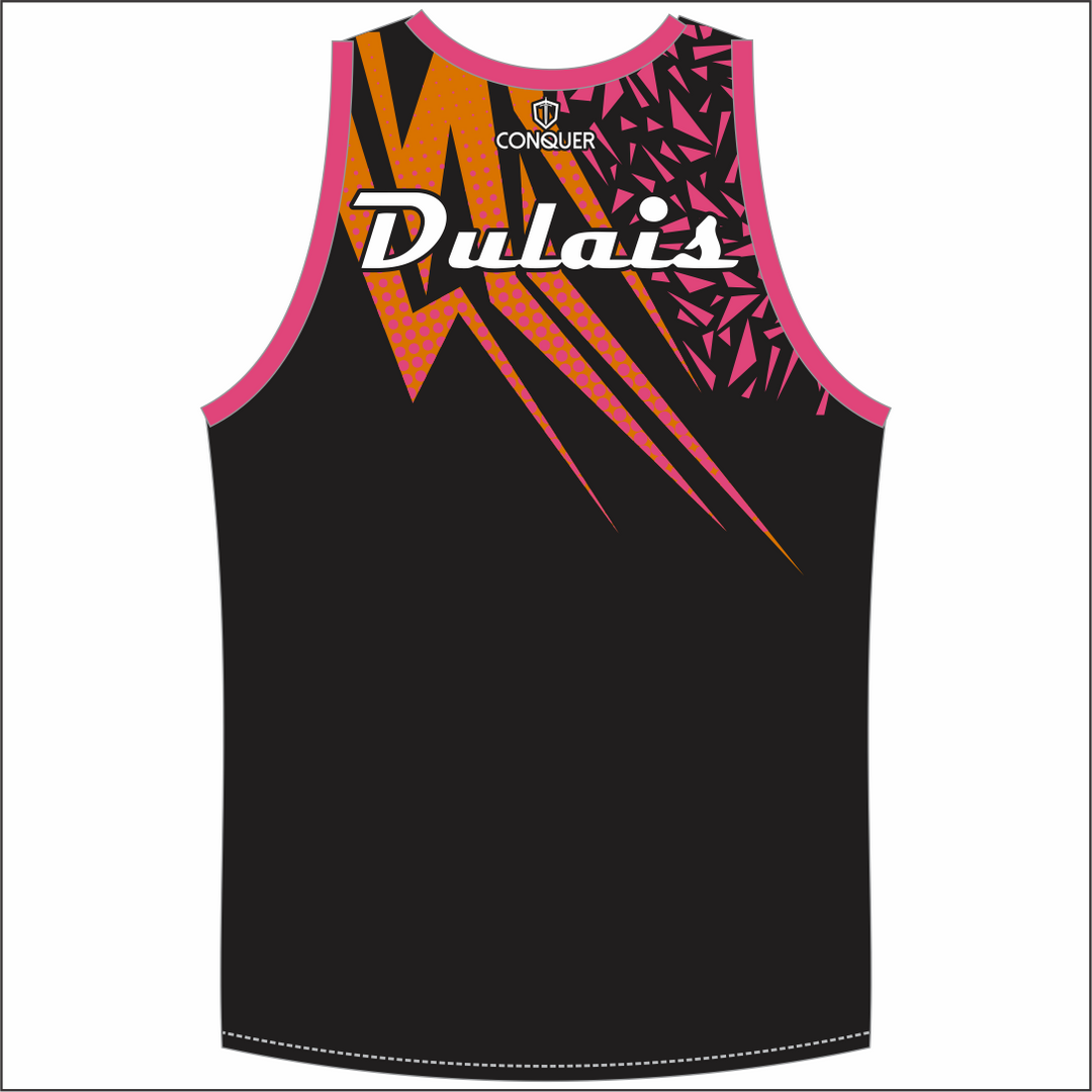 Dulais Netball Sublimated Singlet Vest (Black)