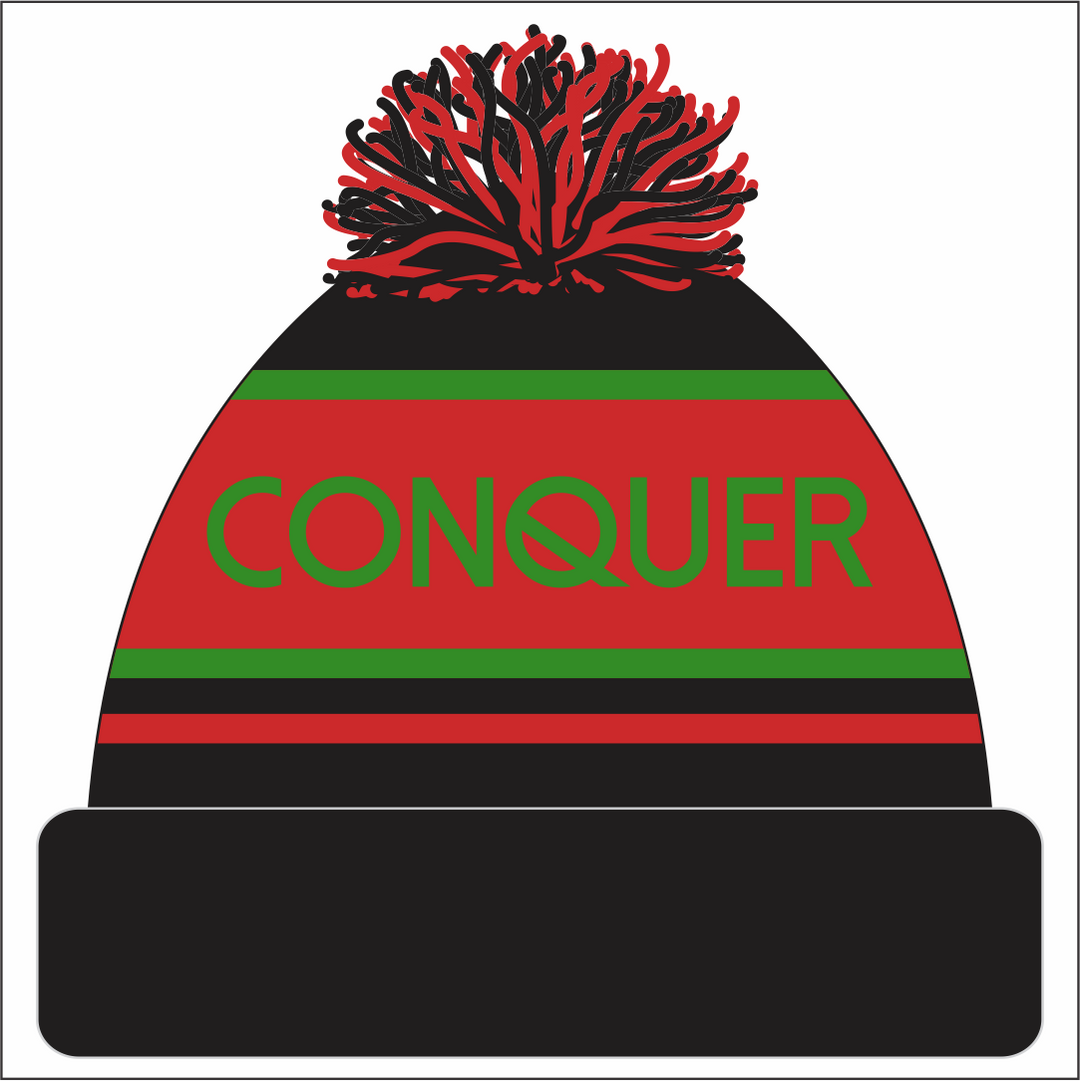 Rhymney Valley DISTRICT Bobble Hat KIDS - Black & Red