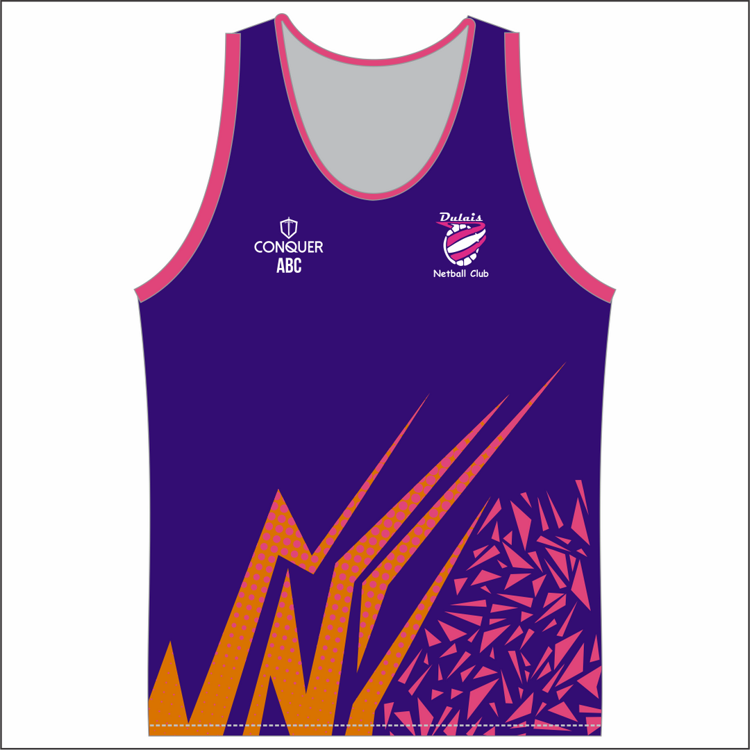 Dulais Netball Sublimated Singlet Vest KIDS (Purple)