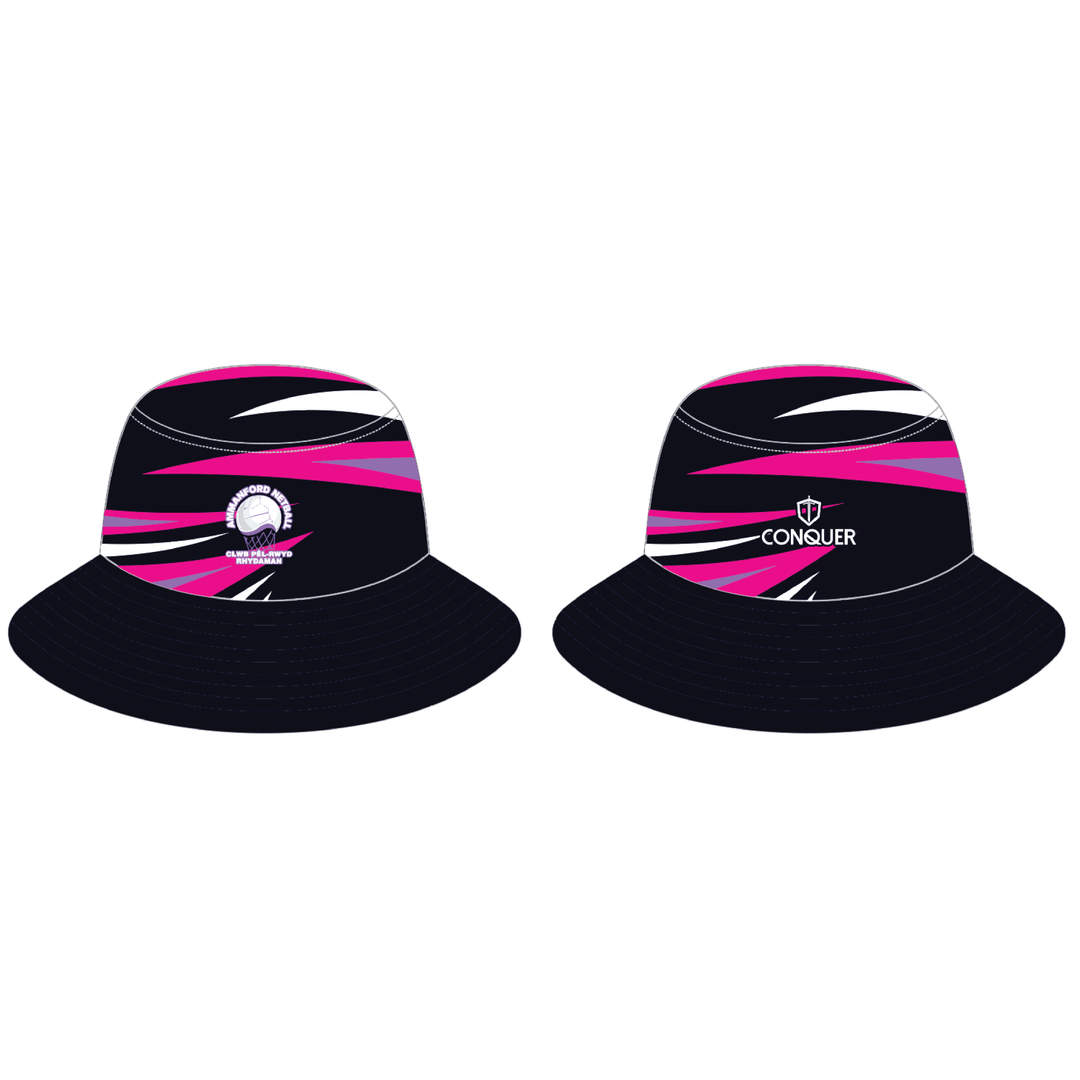 Ammanford Netball Reversible Bucket Hat KIDS - Black & Pink