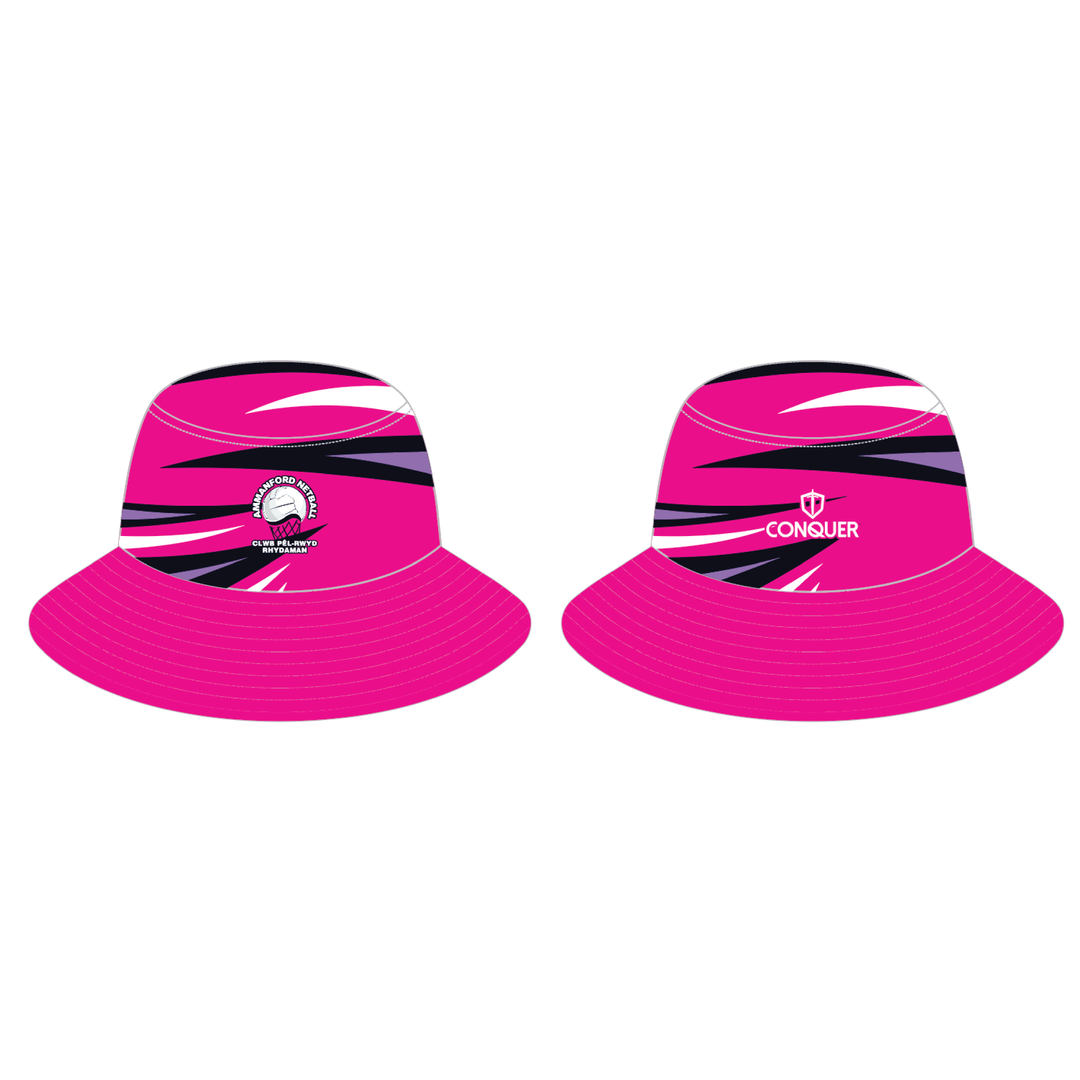 Ammanford Netball Reversible Bucket Hat KIDS - Black & Pink