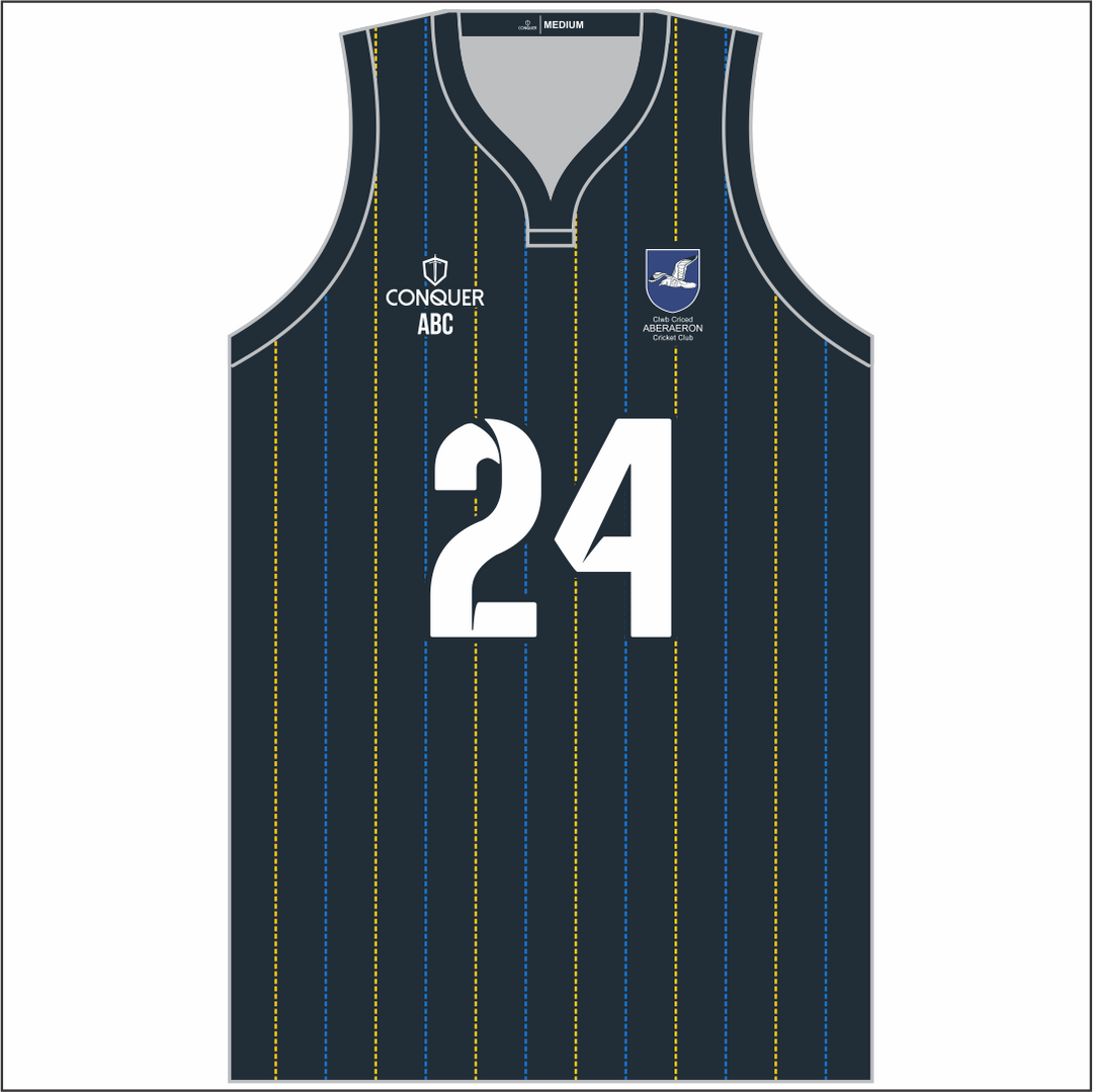 Aberaeron Cricket Sublimated Basketball Vest - Striped