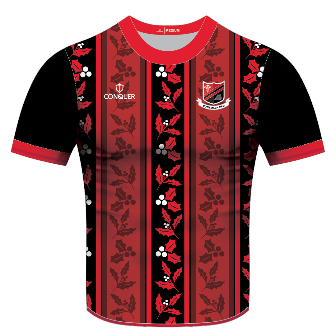 Bonymaen RFC Sublimated Christmas T-Shirt - Holly