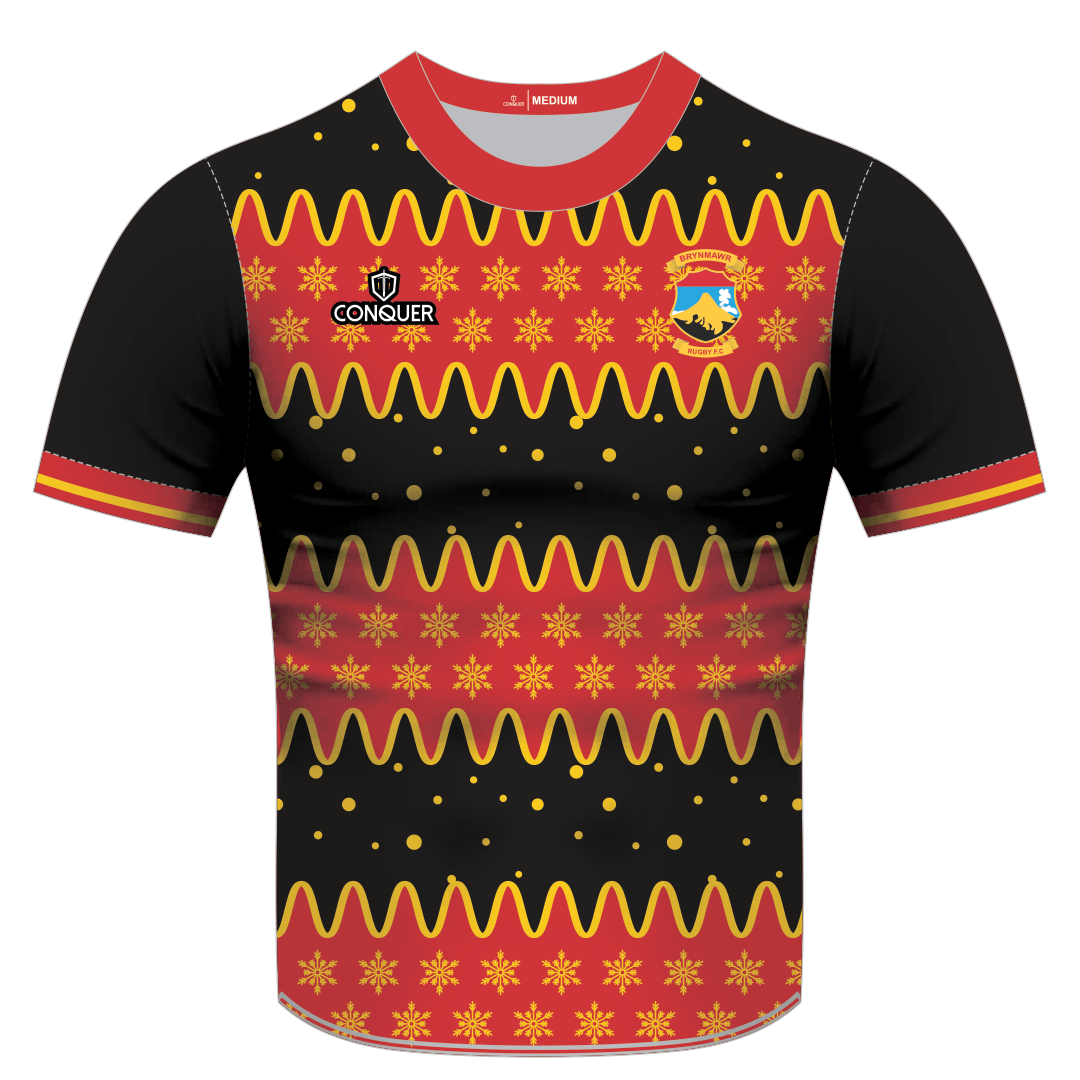 Brynmawr RFC Sublimated Christmas T-Shirt KIDS - Snowflake