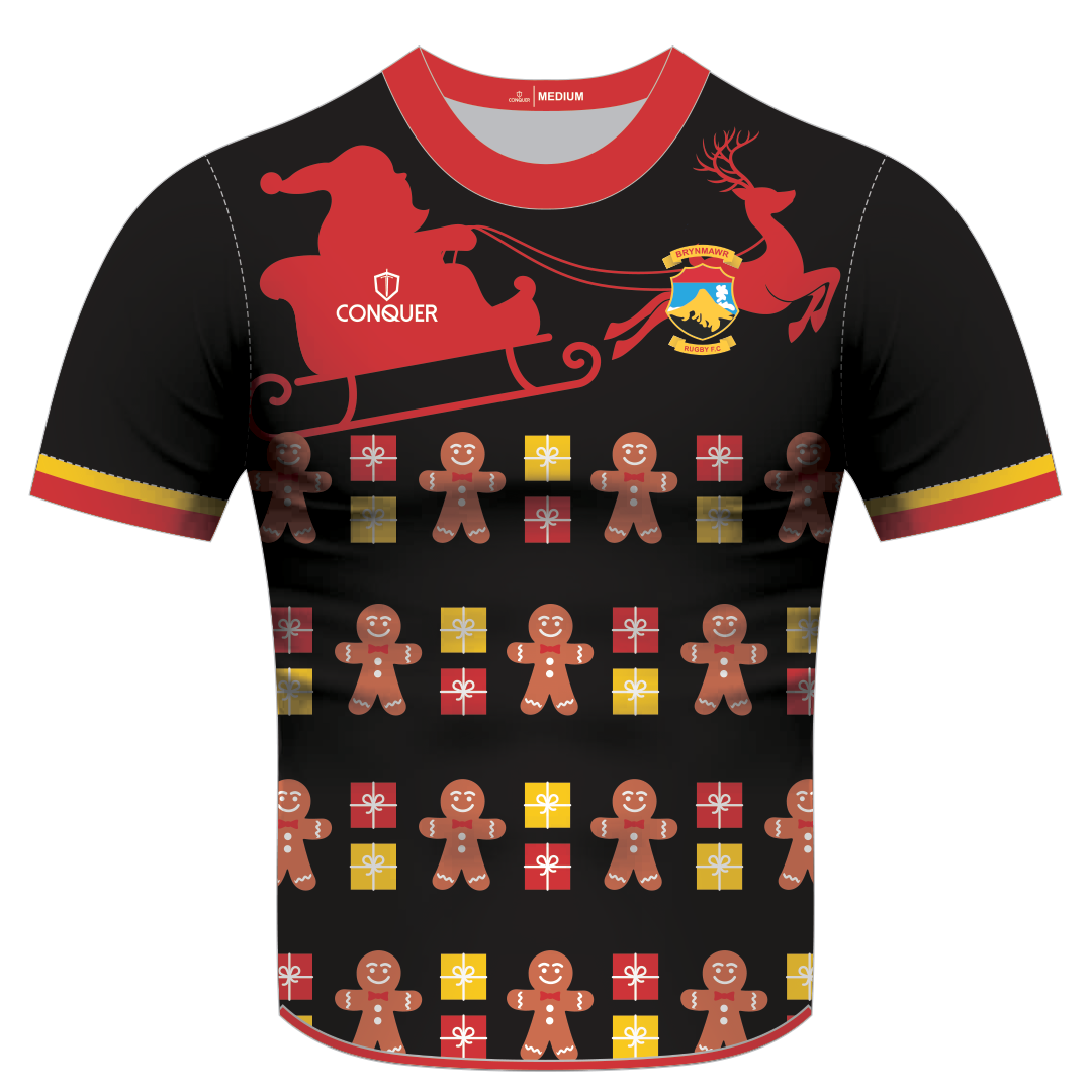 Brynmawr RFC Sublimated Christmas T-Shirt - Gingerbread