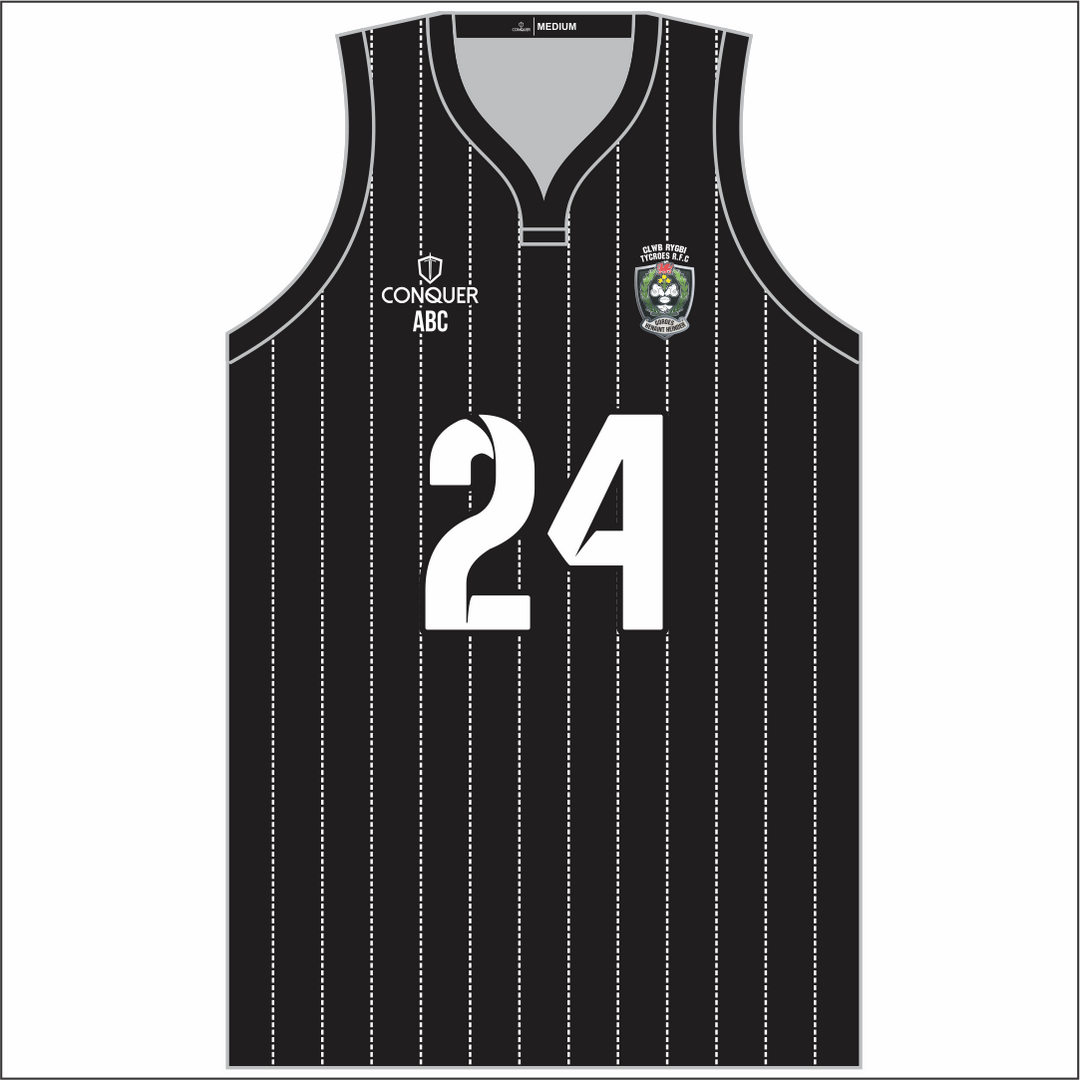 Tycroes RFC Black Sublimated Basketball Vest
