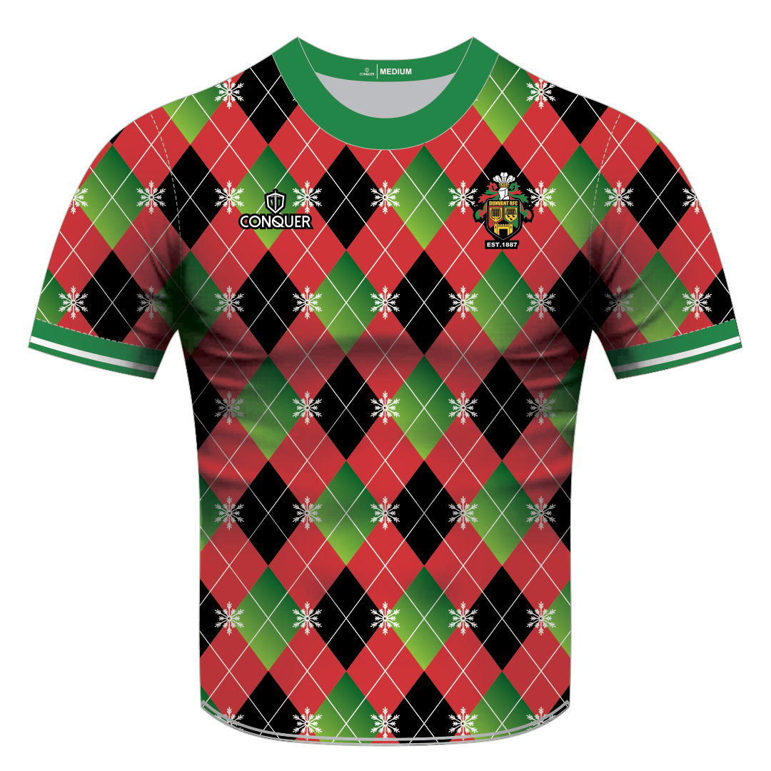 Dunvant RFC Sublimated Christmas T-Shirt KIDS - Diamonds
