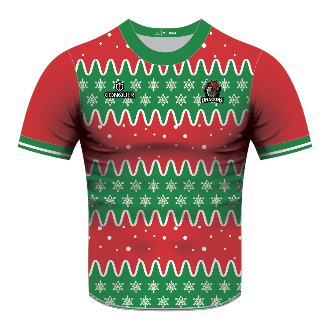 Dunvant Dragons Sublimated Christmas T-Shirt - Snowflake