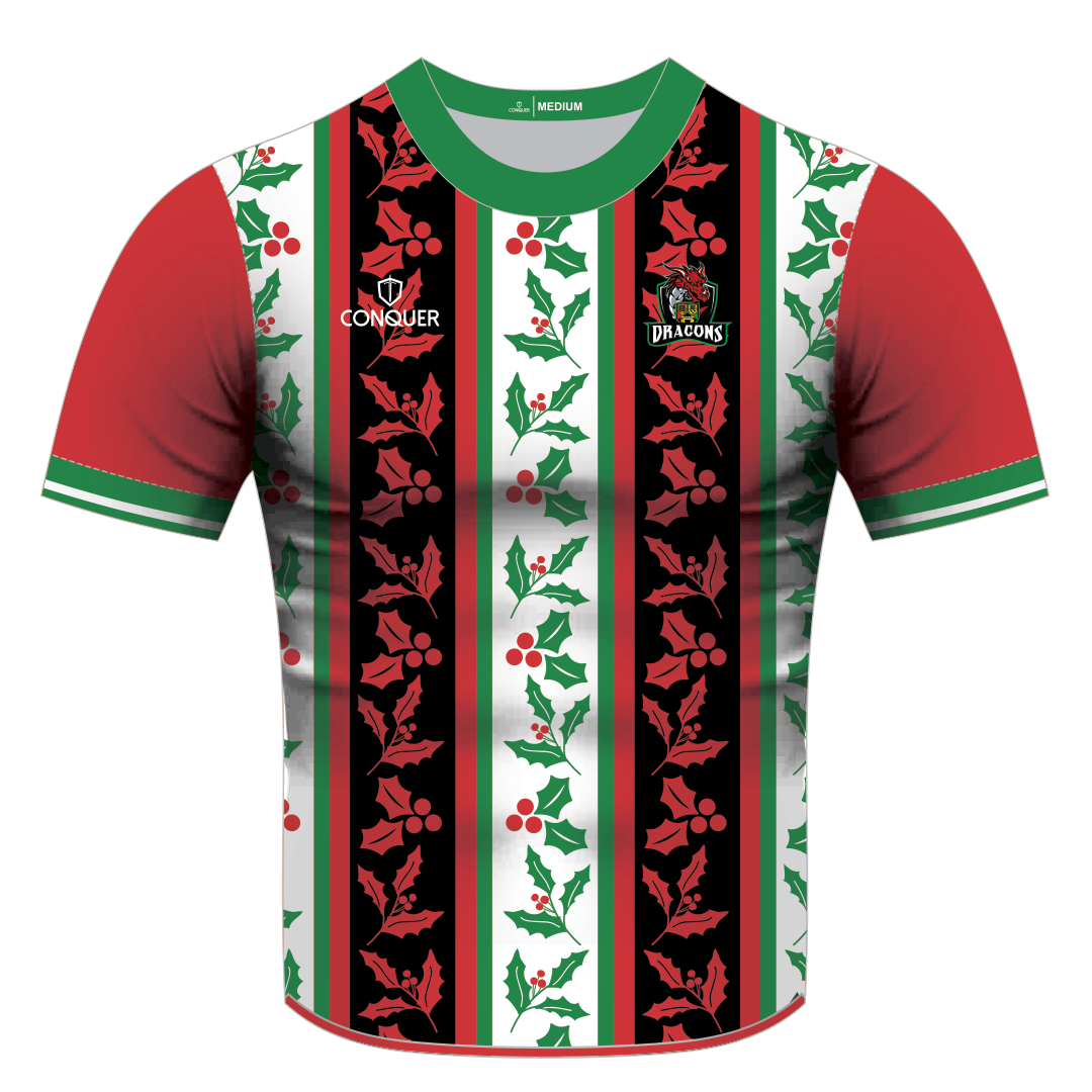 Dunvant Dragons Sublimated Christmas T-Shirt KIDS - Holly