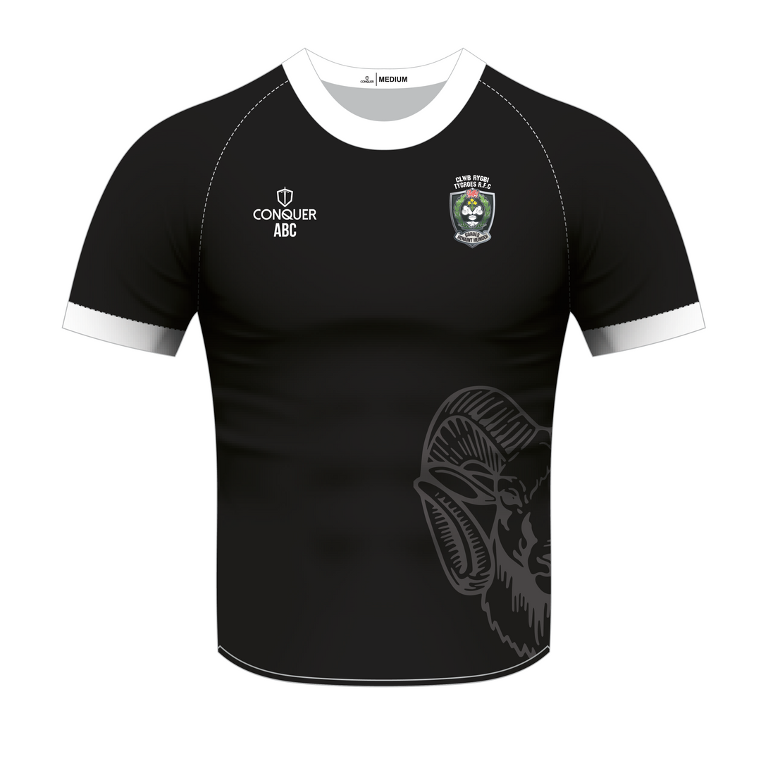 Tycroes RFC Seniors Black Sublimated T-Shirt (No Sponsor)