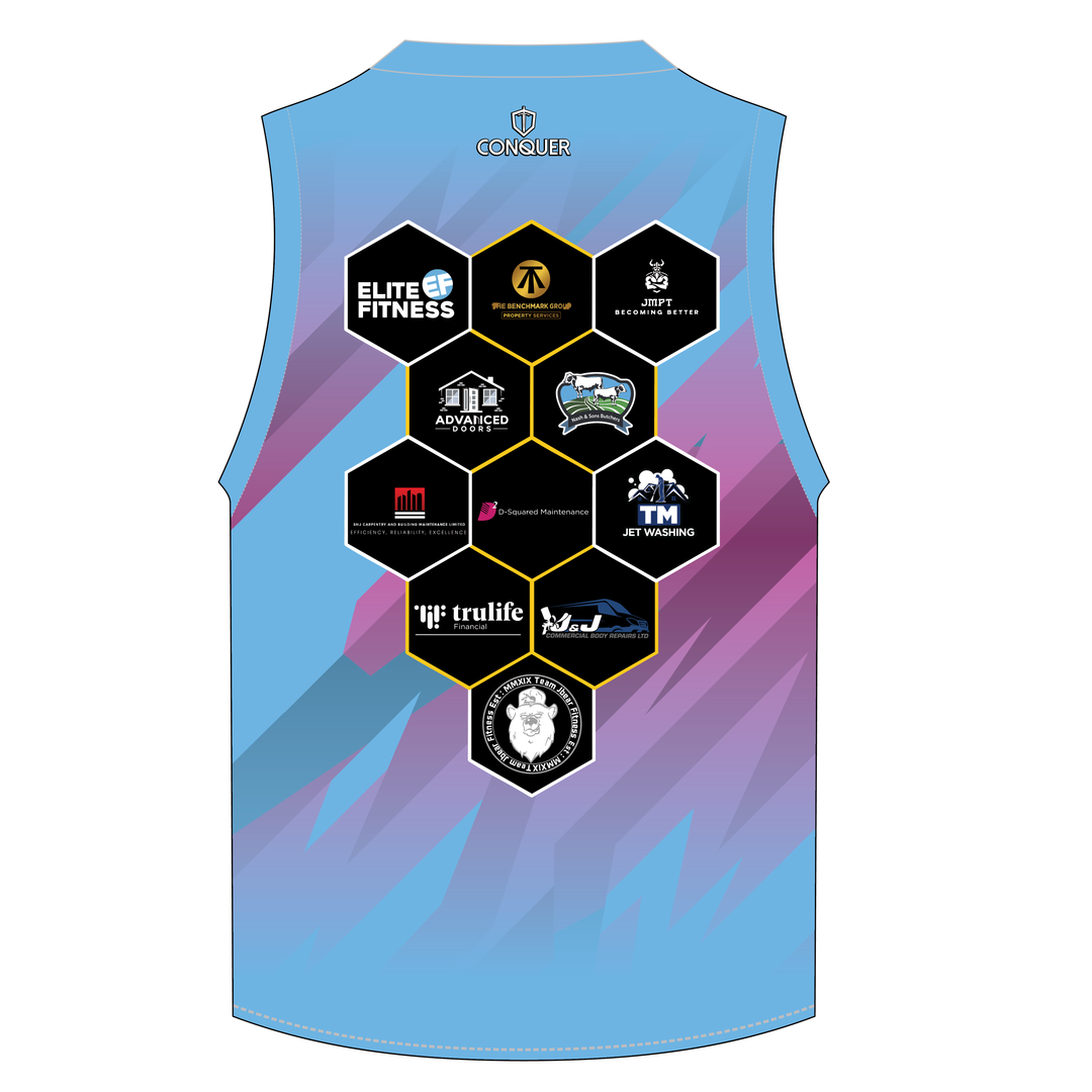 Hafodyrynys RFC Sublimated Aussie Vest - BLUE AND PINK