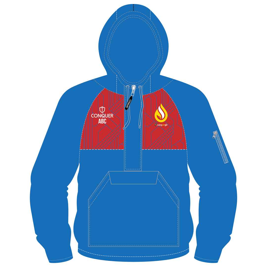 Coleg Sir Gar 1/4 Zip Sublimated Hooded Windbreaker