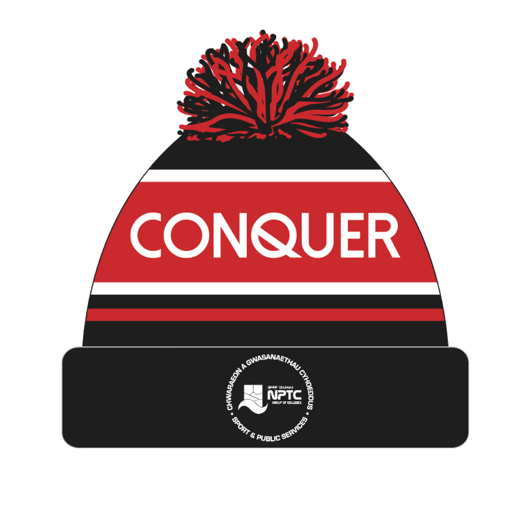 NPTC (COACHES) Bobble Hat ADULT - Black & Red